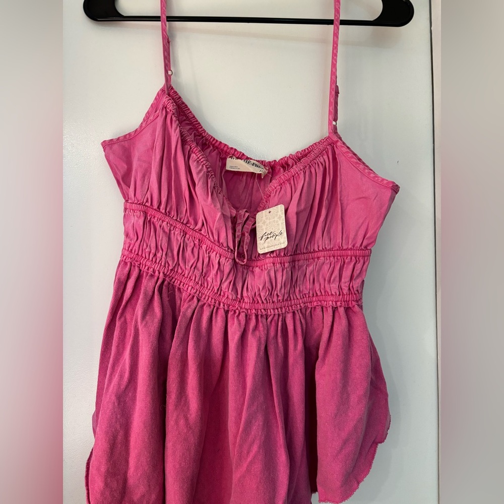 Free People We The Free Pink Spaghetti Strap Tank Top 100% cotton XL